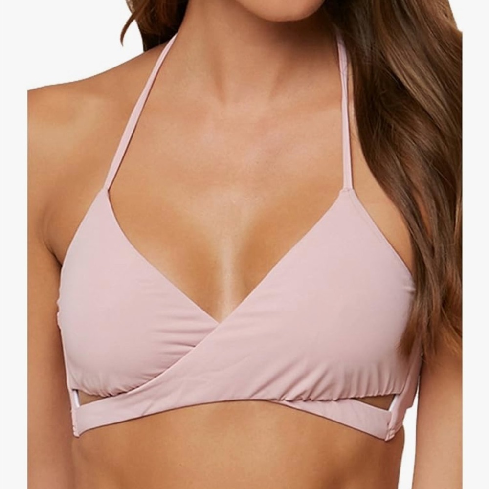 NWT O'Neill Bikini Top Large Pink Women's Salt Water Solids Wrap Top Swimwear